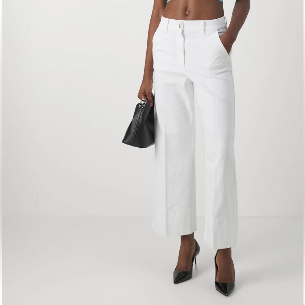 Marella Women's Size 6 US White Lava Denim Wide Leg Jeans Pants Trouser NWT $275 - Picture 15 of 16
